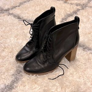 Leather Black Lace Up Bootie